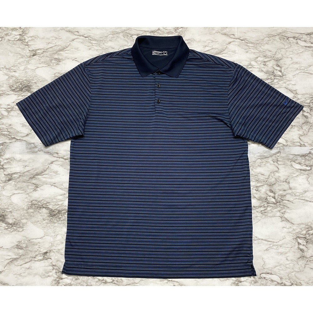 Nike Golf Fit Dry Men's Polo Shirt Size L Multicolor Striped Short Sleeve 319700